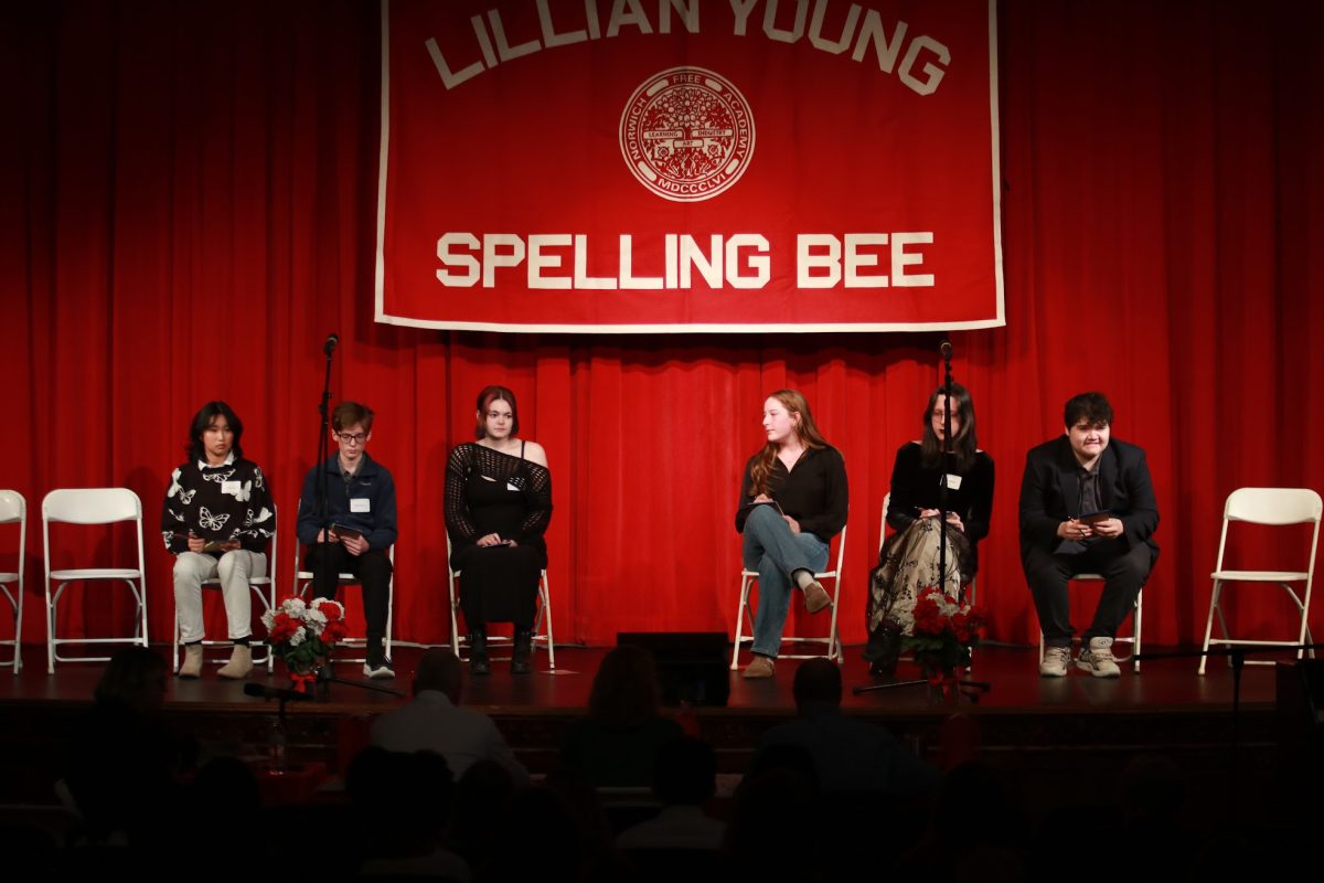 Contestants from the NFA Class of 2026, onstage for the Lillian S. Young Spelling Bee.